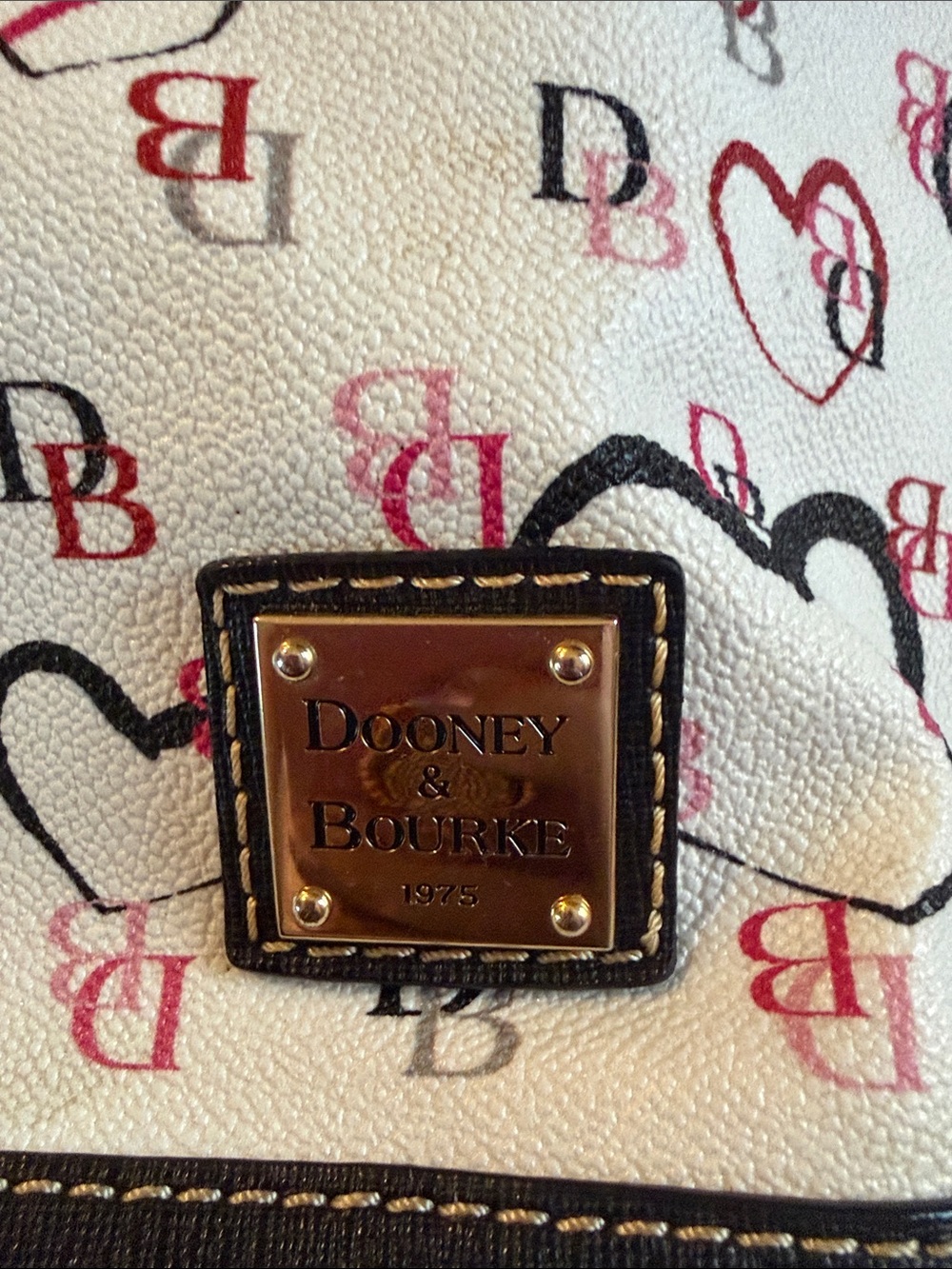 Dooney & Bourke White Heart Logo Dome Satchel with Black Trim w/COA - Picture 10 of 10
